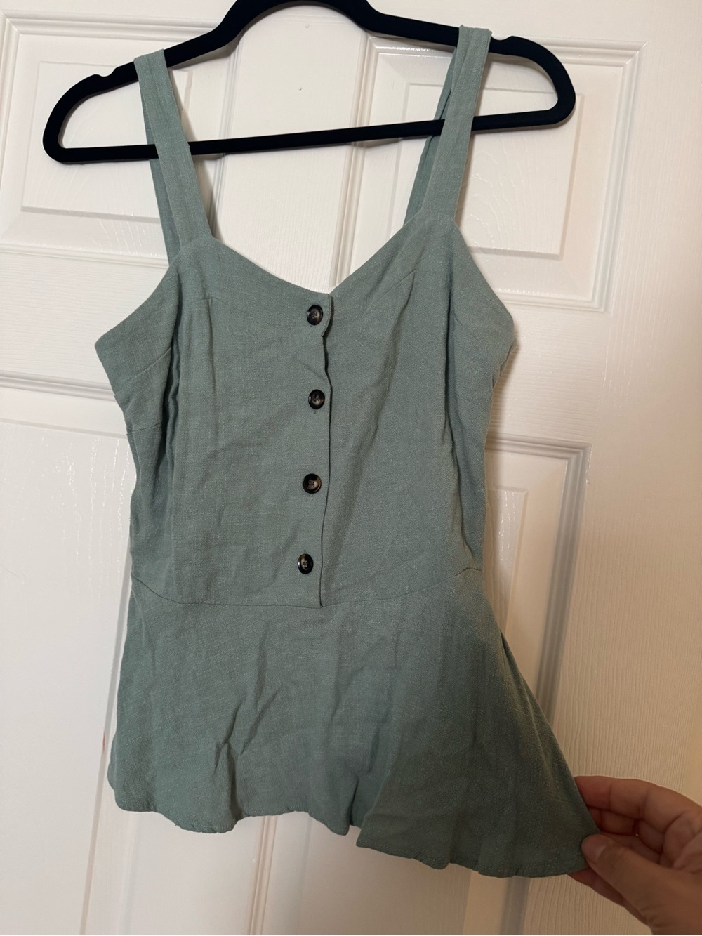 Chateau Sage Green Button-Front Peplum Cami
